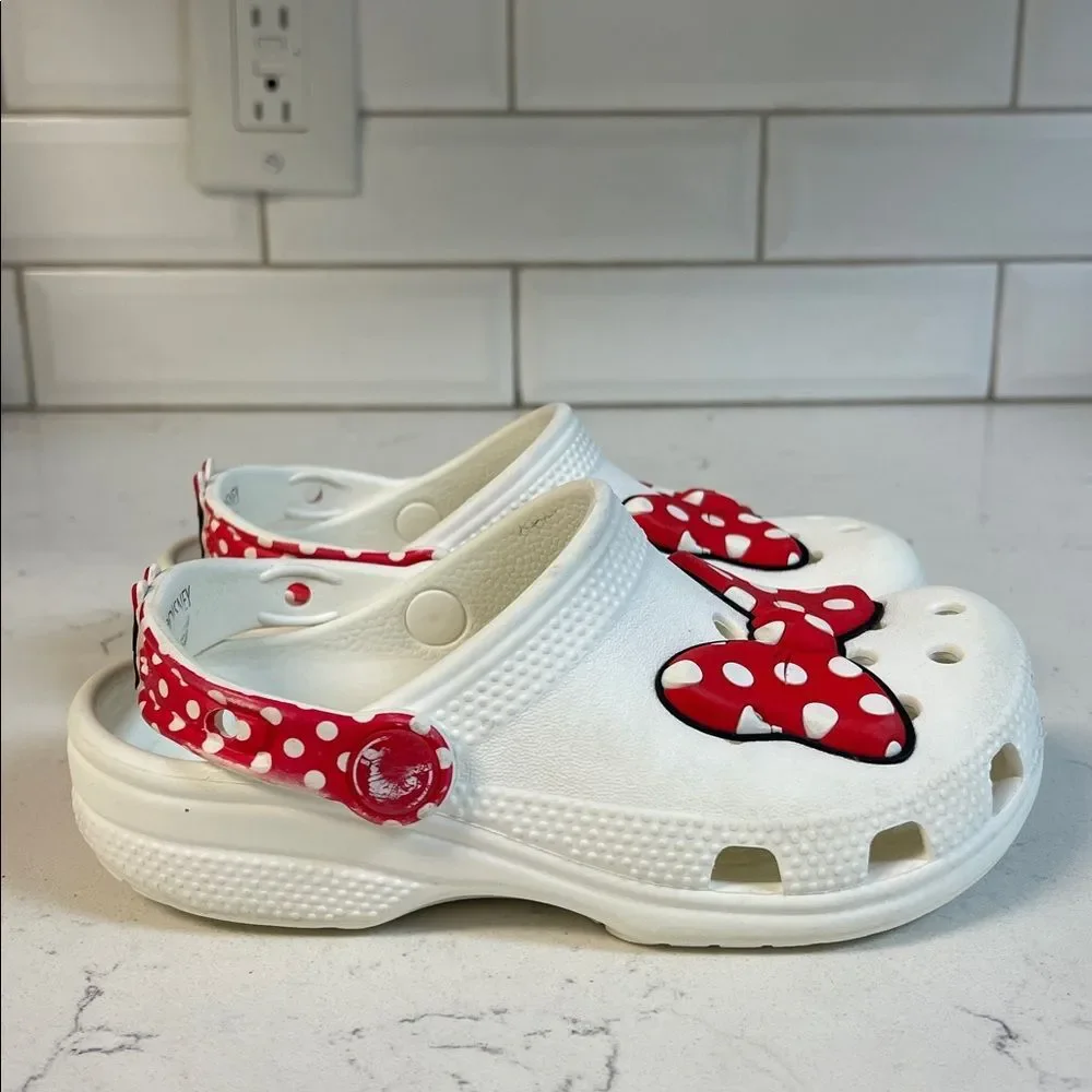 CROCS KIDS DISNEY MINNIE MOUSE CLASSIC CLOG Sandals Red Polka Dot Bow Size 11